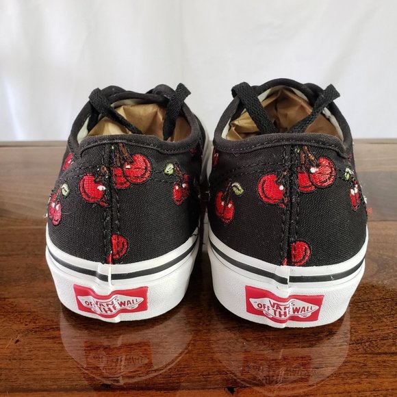 Vans Authentic Cherries Black Suede/ Canvas Skate Shoes Women's Size 6 Cherry - Picture 4 of 11